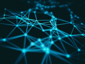 blue connecting network of lines and points